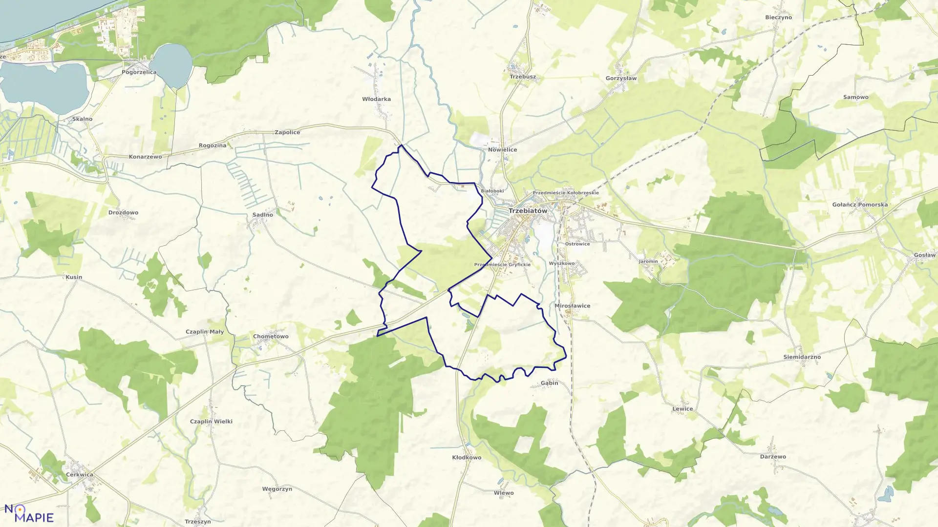 Mapa obrębu Chełm Gryficki w gminie Trzebiatów