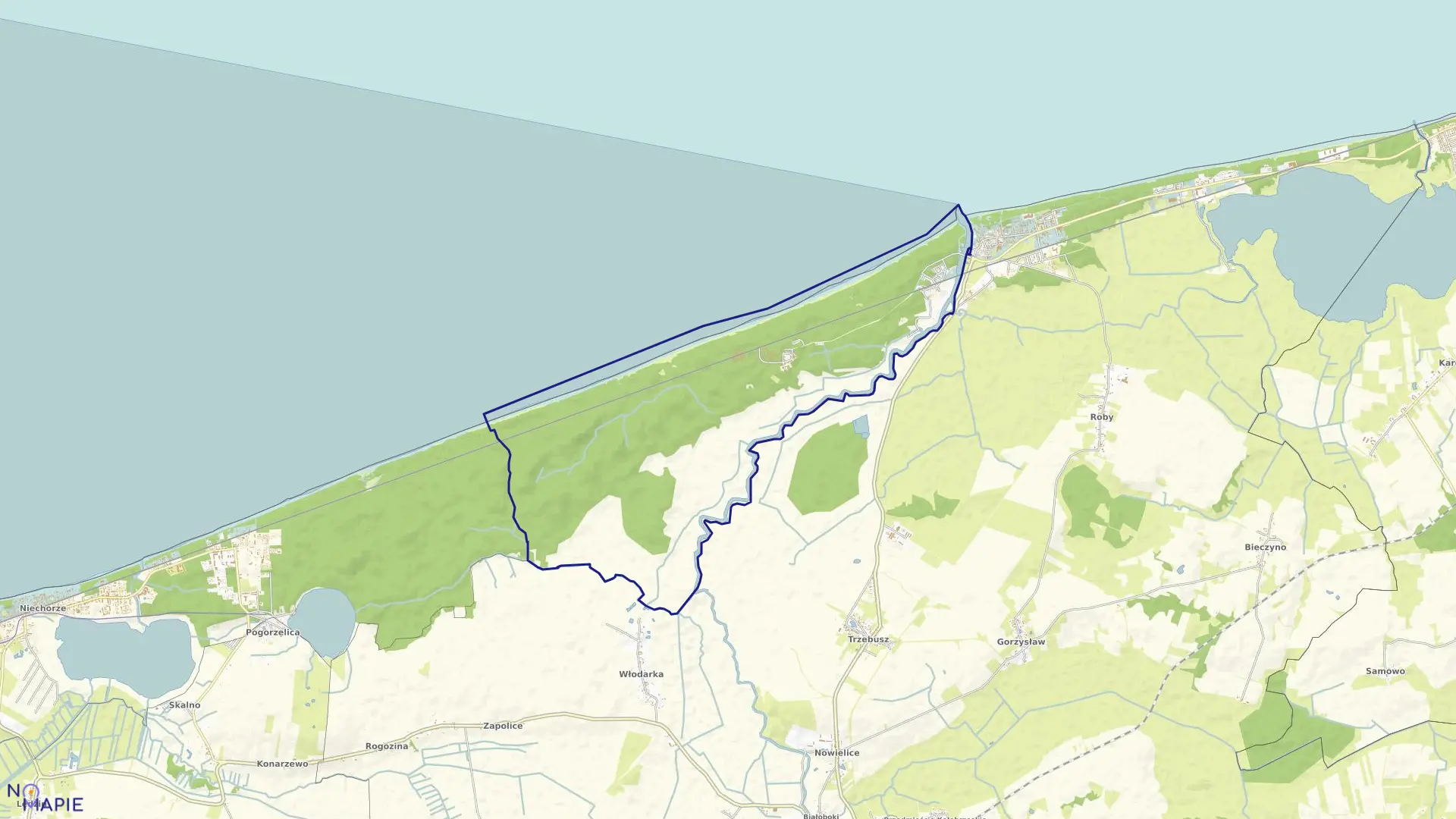 Mapa obrębu Mrzeżyno - 2 w gminie Trzebiatów