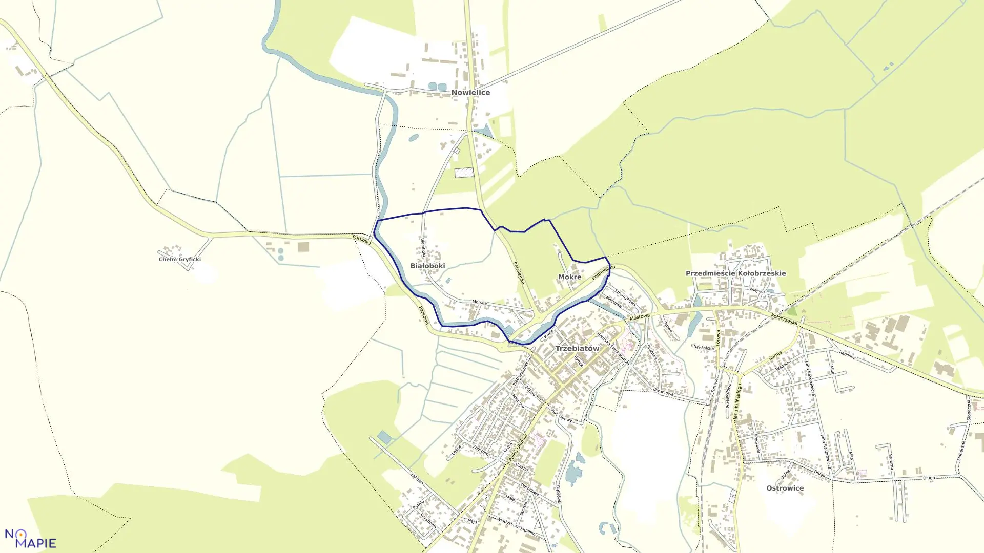 Mapa obrębu Trzebiatów -1 w gminie Trzebiatów